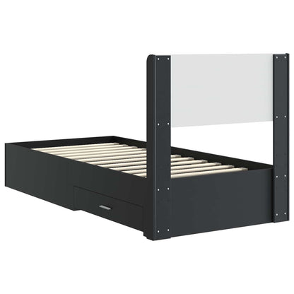 vidaXL Bed Frame with Storage and Headboard Black 75 x 190 cm