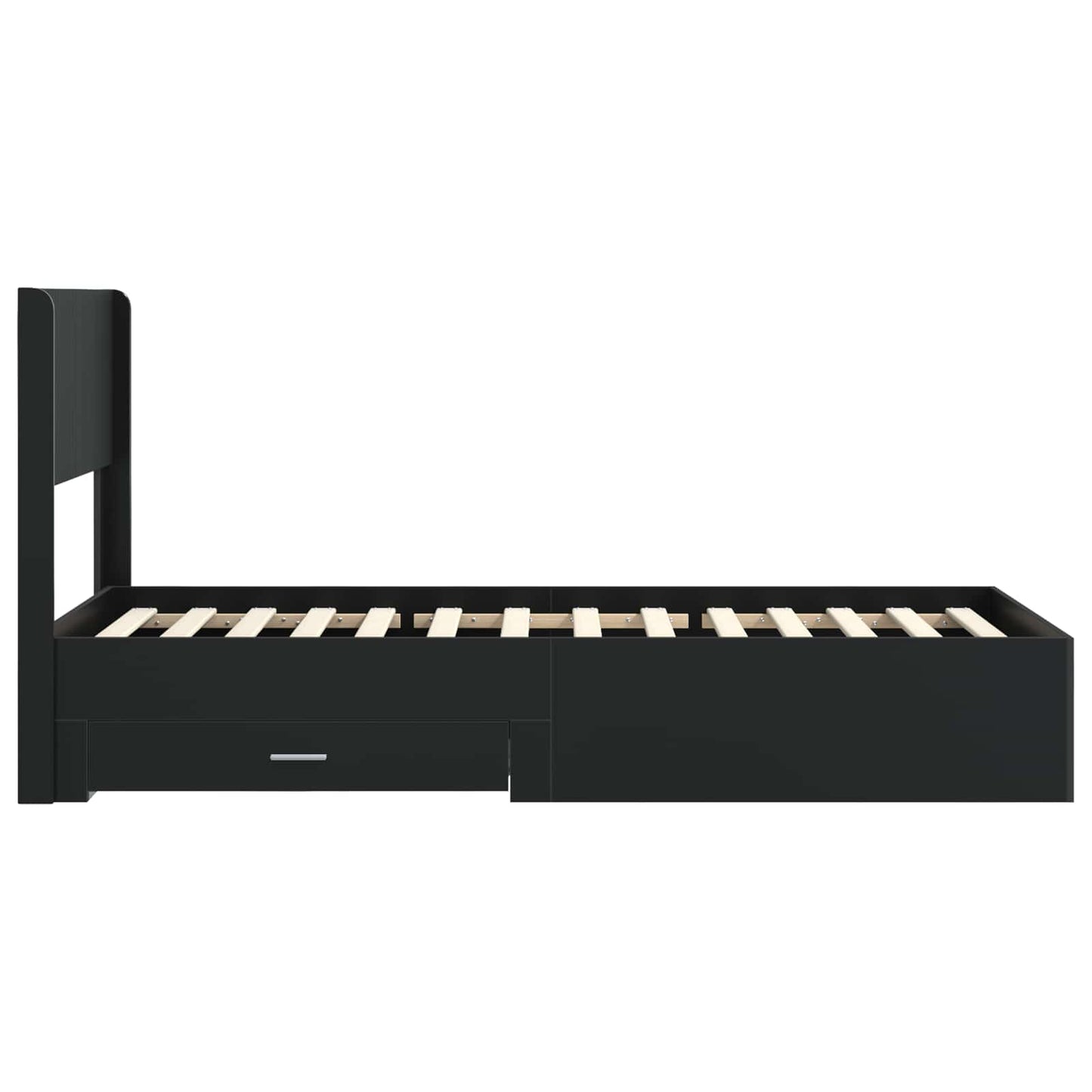 vidaXL Bed Frame with Storage and Headboard Black 75 x 190 cm