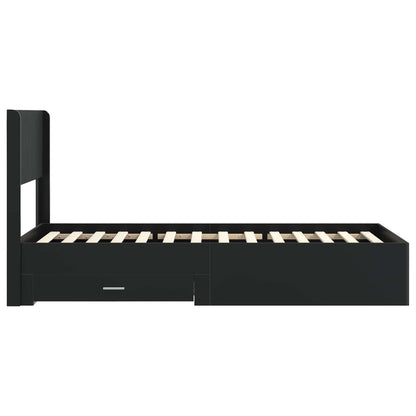 vidaXL Bed Frame with Storage and Headboard Black 75 x 190 cm