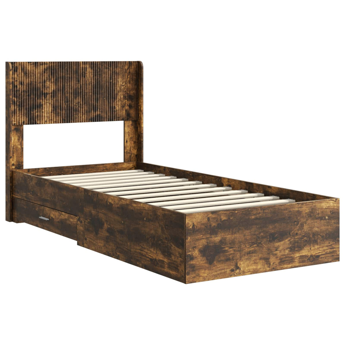 vidaXL Bed Frame with Storage and Headboard Smoked Oak 75 x 190 cm