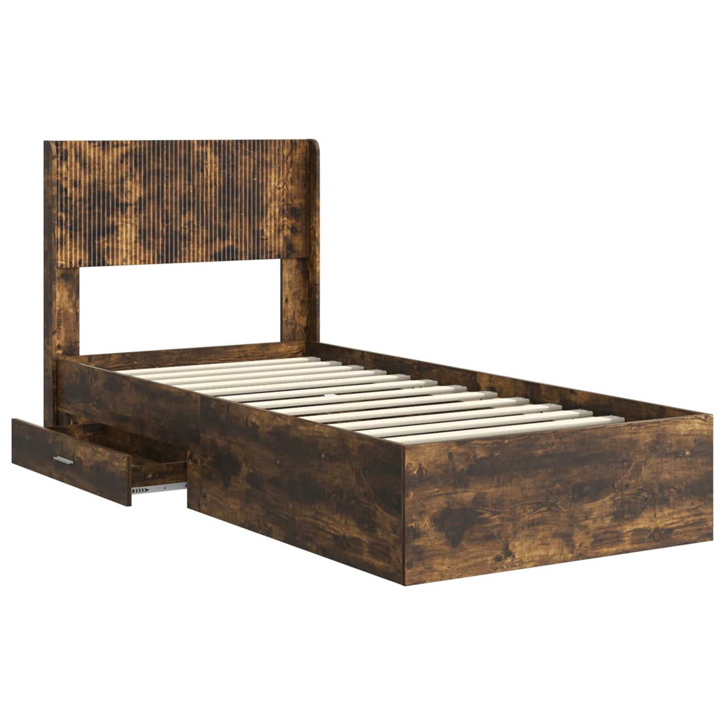 vidaXL Bed Frame with Storage and Headboard Smoked Oak 75 x 190 cm