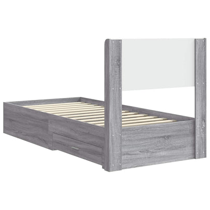 vidaXL Bed Frame with Storage and Headboard Grey Sonoma 75 x 190 cm