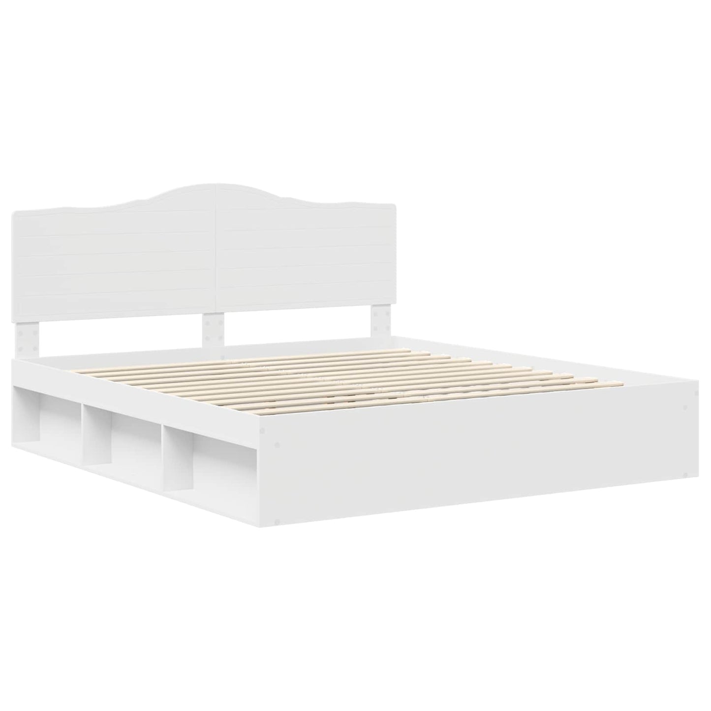vidaXL Bed Frame with Headboard White 200 x 200 cm Solid Pine Wood