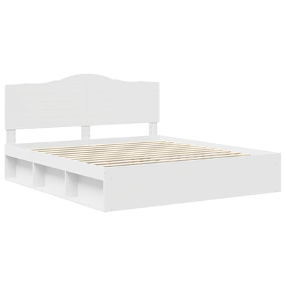 vidaXL Bed Frame with Headboard White 200 x 200 cm Solid Pine Wood