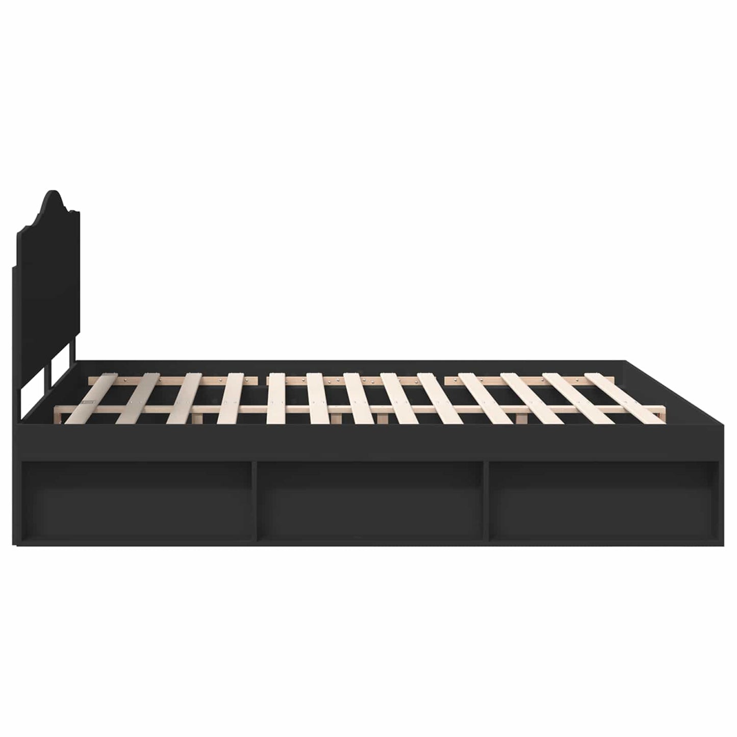 vidaXL Bed Frame with Headboard Black 200 x 200 cm Solid Pine Wood