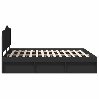 vidaXL Bed Frame with Headboard Black 200 x 200 cm Solid Pine Wood