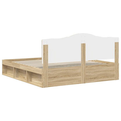 vidaXL Bed Frame with Headboard Sonoma 200 x 200 cm Solid Pine Wood