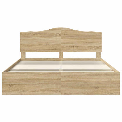vidaXL Bed Frame with Headboard Sonoma 200 x 200 cm Solid Pine Wood