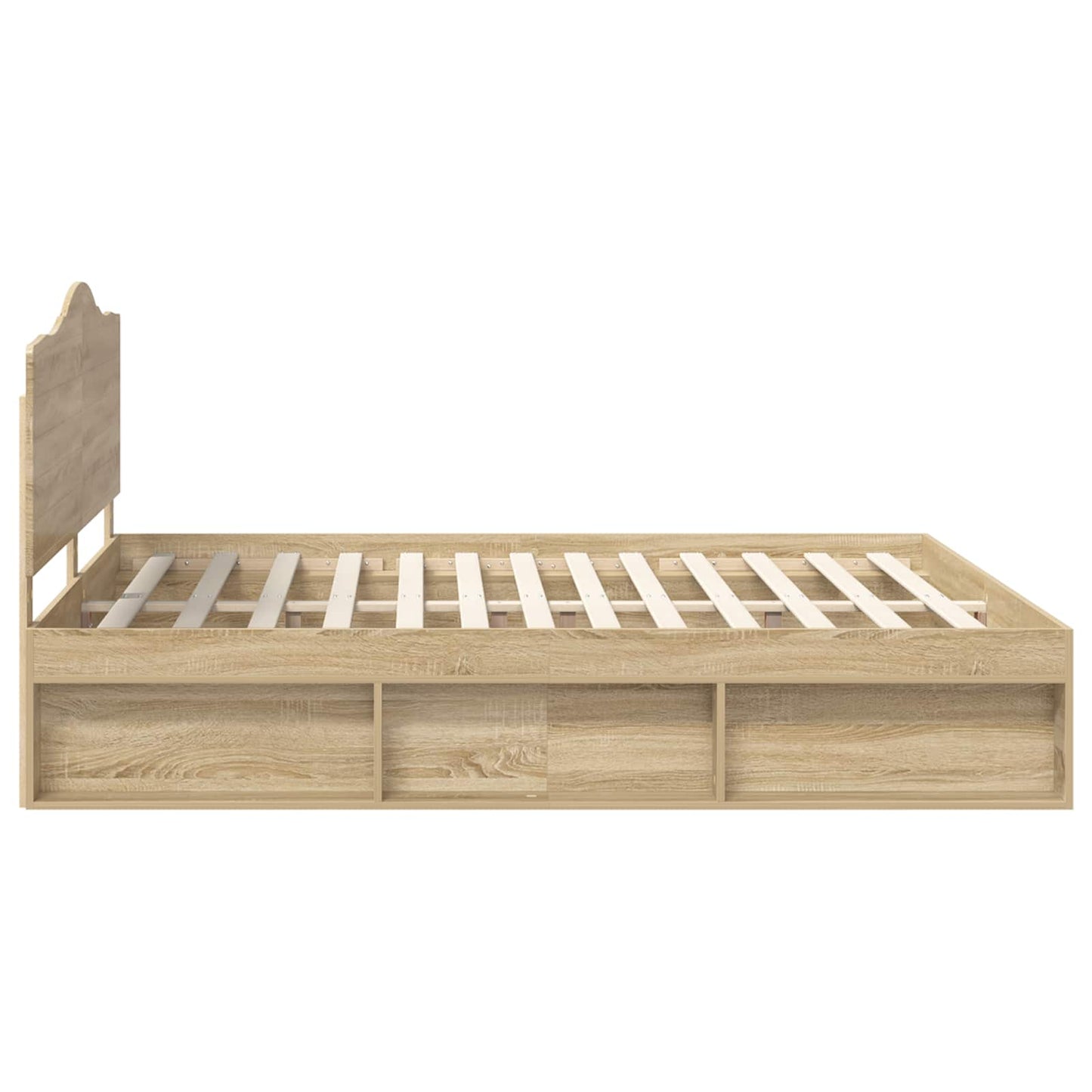 vidaXL Bed Frame with Headboard Sonoma 200 x 200 cm Solid Pine Wood