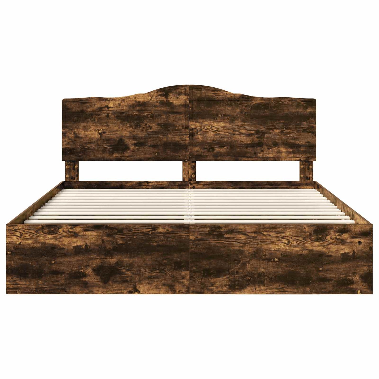 vidaXL Bed Frame Smoked Oak 200 x 200 cm Solid Pine Wood
