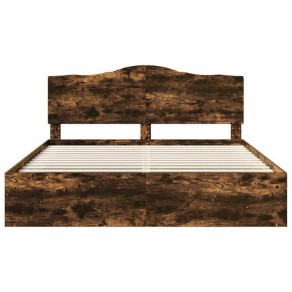 vidaXL Bed Frame Smoked Oak 200 x 200 cm Solid Pine Wood