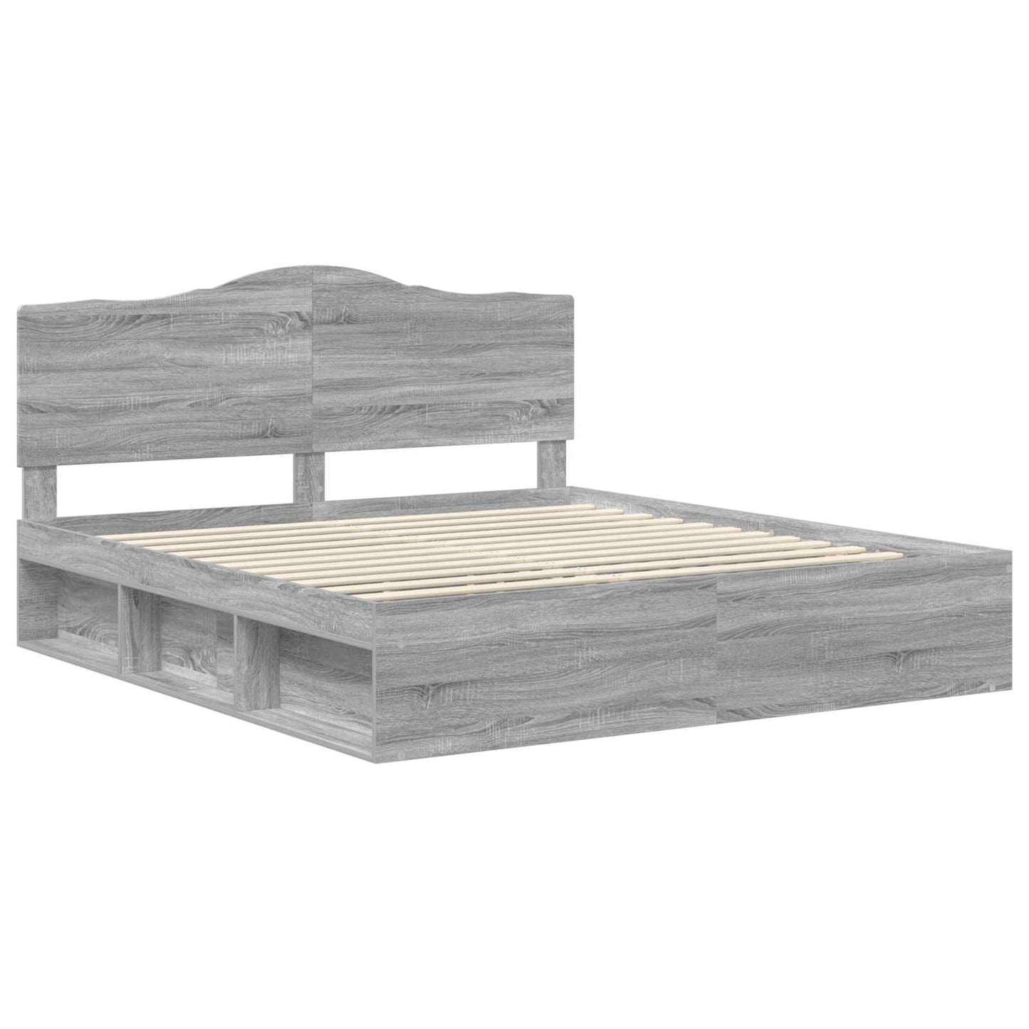 vidaXL Bed Frame Grey Sonoma 200 x 200 cm Solid Pine Wood
