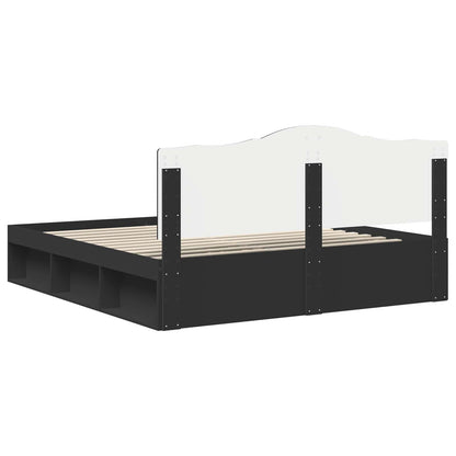 vidaXL Bed Frame with Headboard Black 180 x 200 cm Solid Pine Wood
