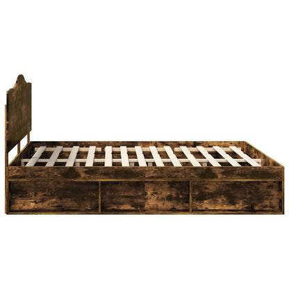 vidaXL Bed Frame Smoked Oak 180 x 200 cm Solid Pine Wood