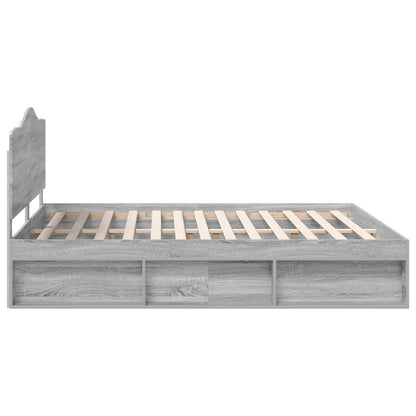 vidaXL Bed Frame Grey Sonoma 180 x 200 cm Solid Pine Wood