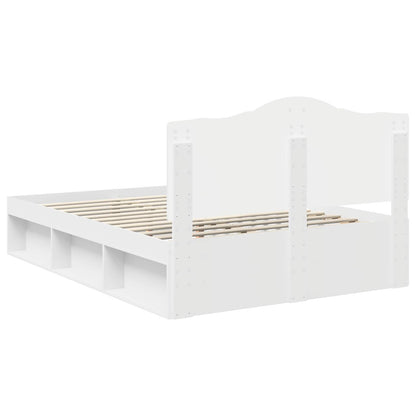 vidaXL Bed Frame with Headboard White 160 x 200 cm Solid Pine Wood