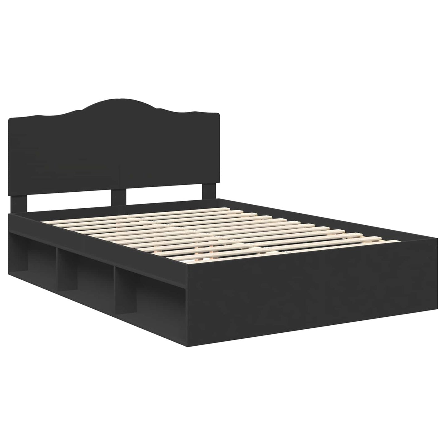 vidaXL Bed Frame with Headboard Black 160 x 200 cm Solid Pine Wood