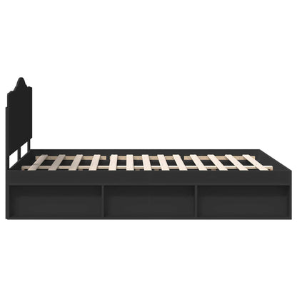 vidaXL Bed Frame with Headboard Black 160 x 200 cm Solid Pine Wood