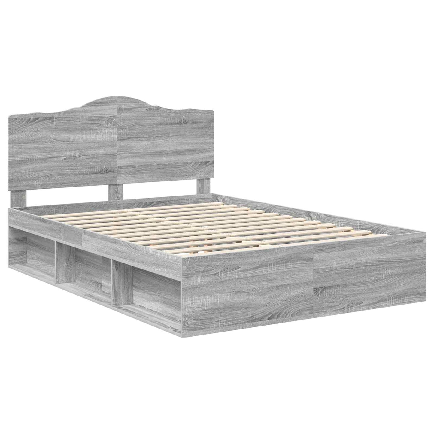 vidaXL Bed Frame Grey Sonoma 160 x 200 cm Solid Pine Wood