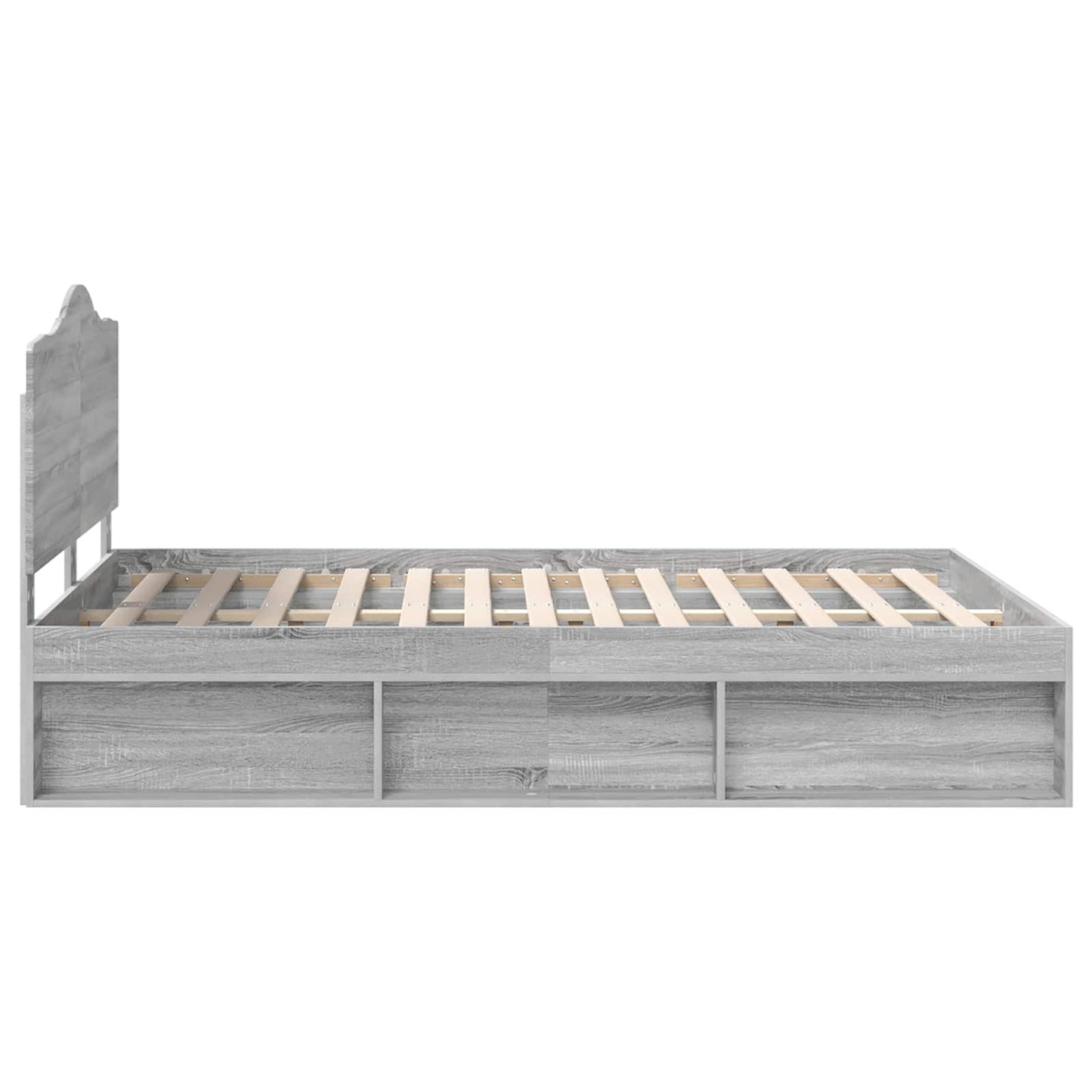 vidaXL Bed Frame Grey Sonoma 160 x 200 cm Solid Pine Wood