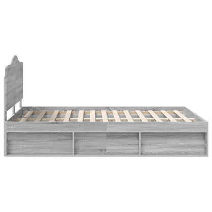 vidaXL Bed Frame Grey Sonoma 160 x 200 cm Solid Pine Wood
