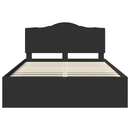 vidaXL Bed Frame with Headboard Black 150 x 200 cm Solid Pine Wood
