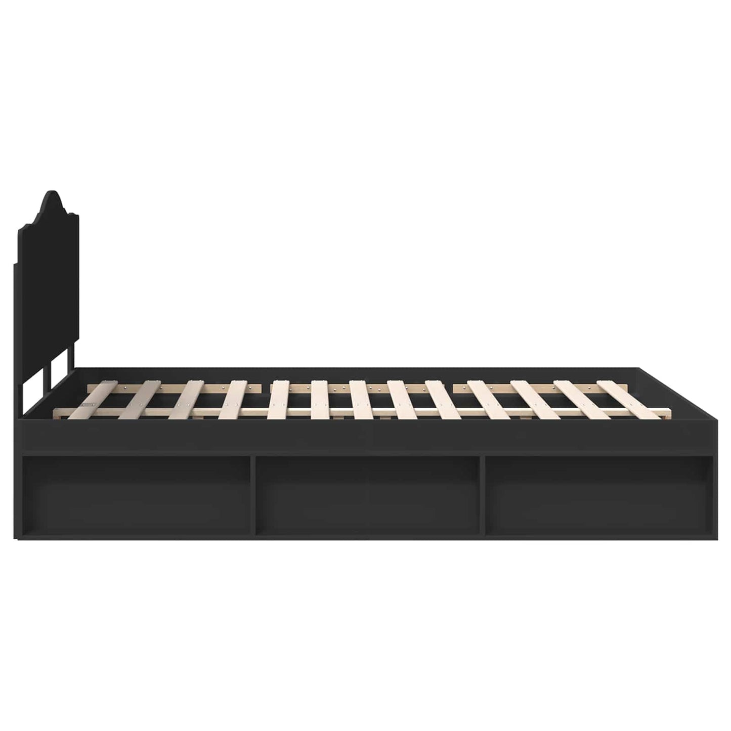 vidaXL Bed Frame with Headboard Black 150 x 200 cm Solid Pine Wood