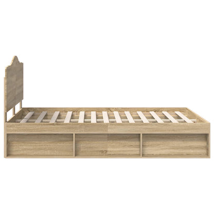 vidaXL Bed Frame Sonoma Oak 150 x 200 cm Solid Pine Wood