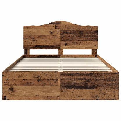 vidaXL Bed Frame with Headboard Old Wood 150 x 200 cm Solid Pine Wood