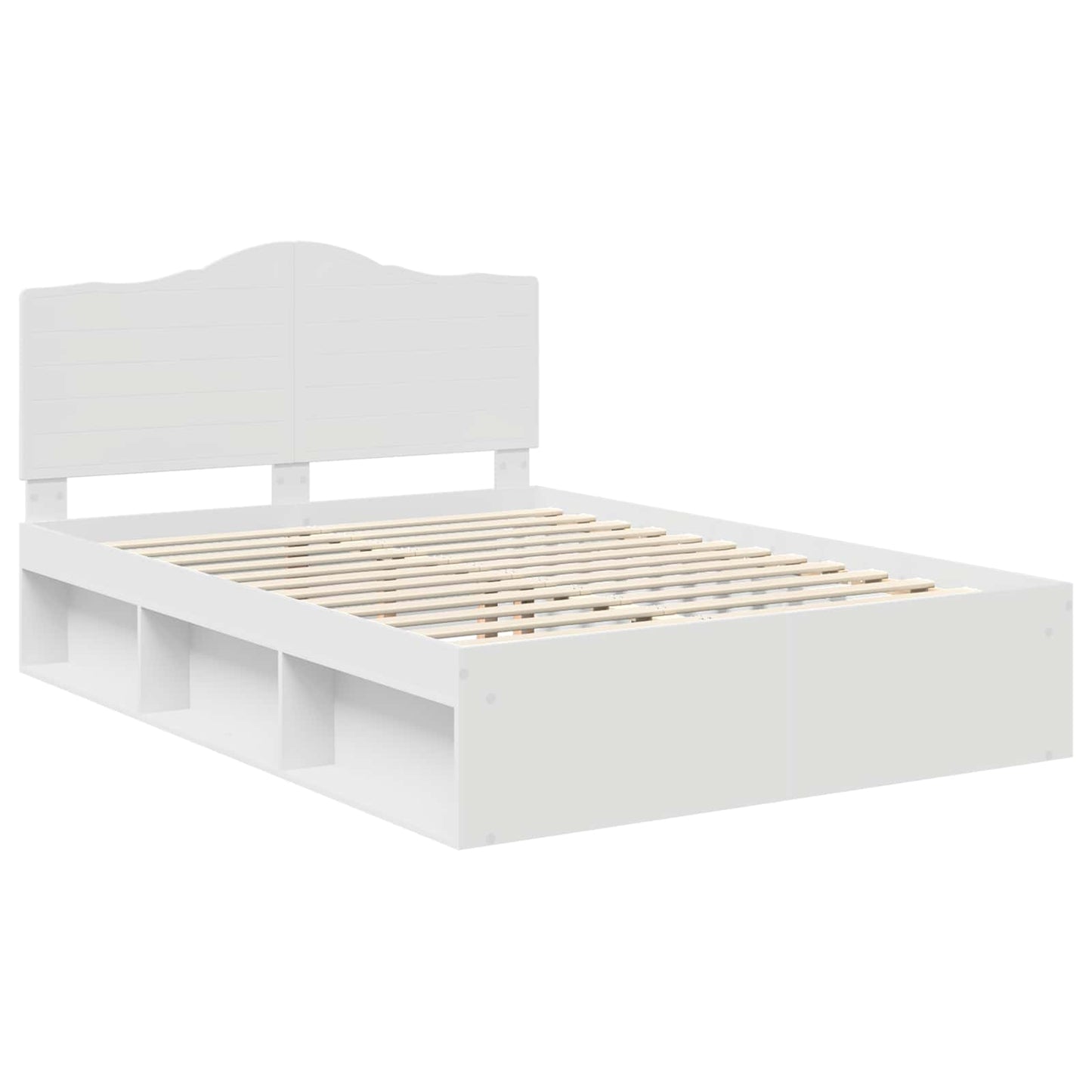 vidaXL Bed Frame with Headboard White 140 x 200 cm Solid Pine Wood