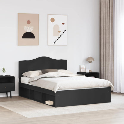 vidaXL Bed Frame with Headboard Black 140 x 200 cm Solid Pine Wood