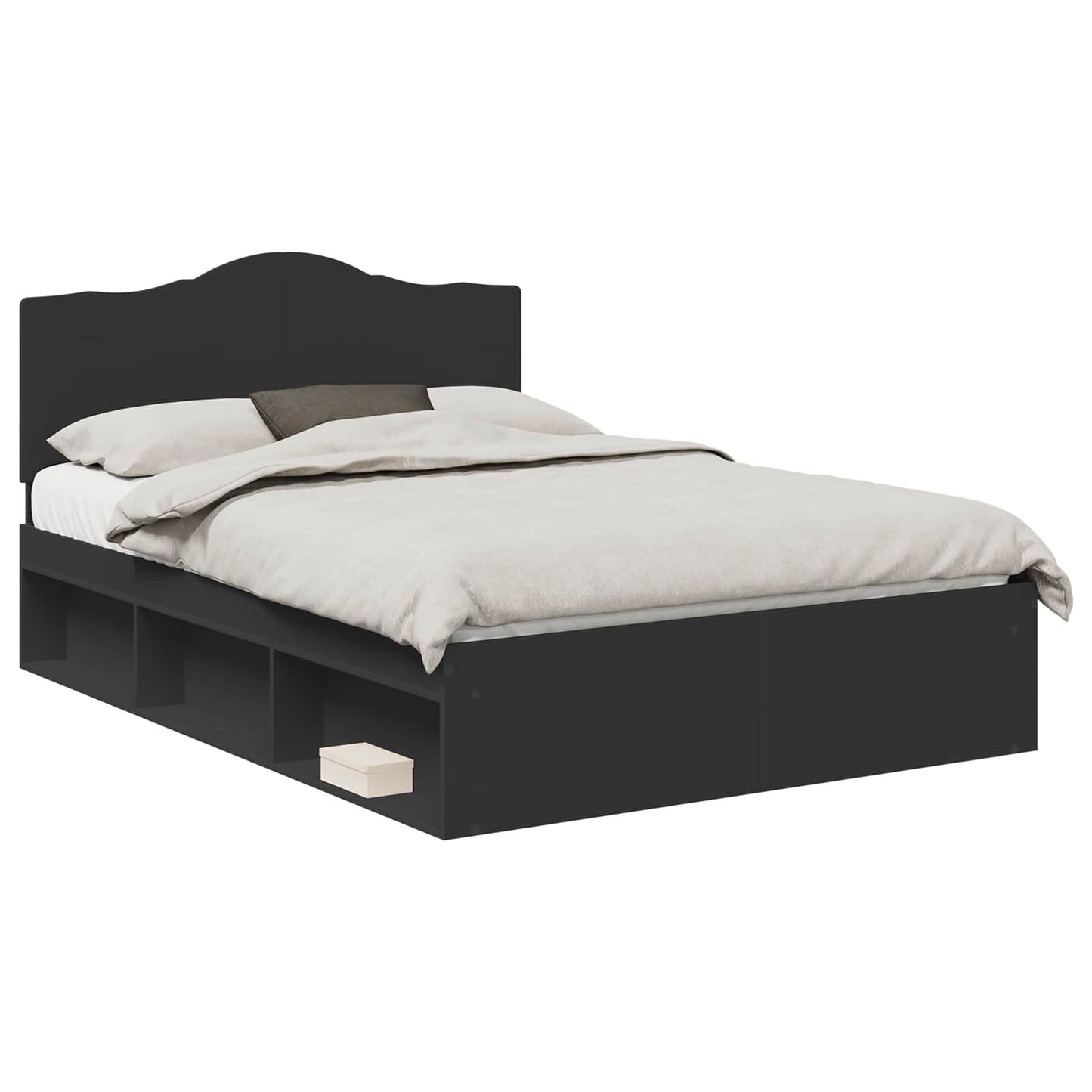 vidaXL Bed Frame with Headboard Black 140 x 200 cm Solid Pine Wood