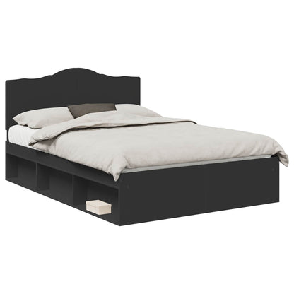 vidaXL Bed Frame with Headboard Black 140 x 200 cm Solid Pine Wood