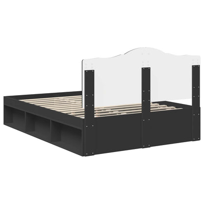 vidaXL Bed Frame with Headboard Black 140 x 200 cm Solid Pine Wood