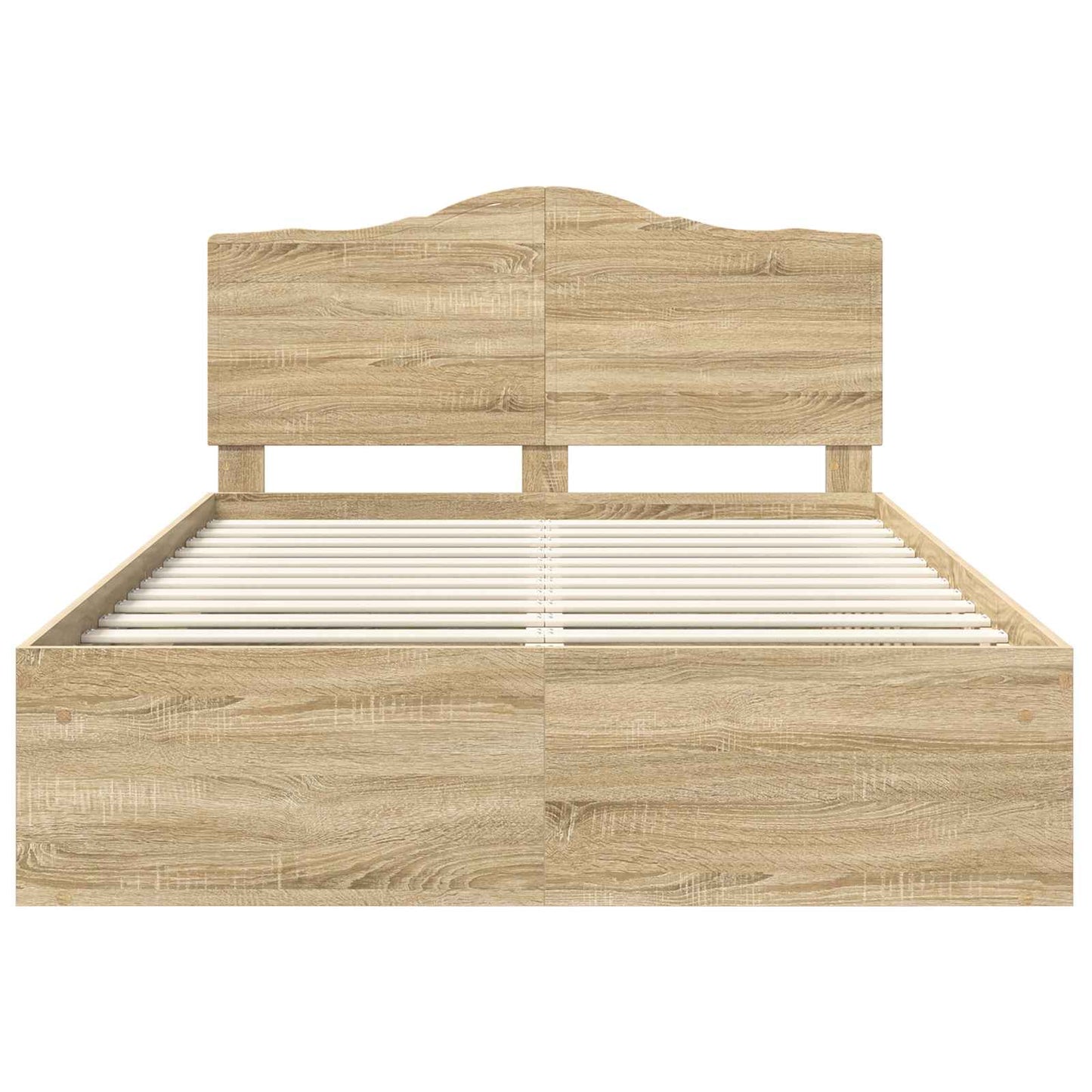 vidaXL Bed Frame with Headboard Sonoma 140 x 200 cm Solid Pine Wood