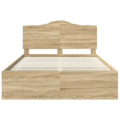 vidaXL Bed Frame with Headboard Sonoma 140 x 200 cm Solid Pine Wood