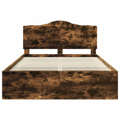 vidaXL Bed Frame Smoked Oak 140 x 200 cm Solid Pine Wood