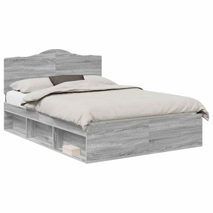 vidaXL Bed Frame Grey Sonoma 140 x 200 cm Solid Pine Wood