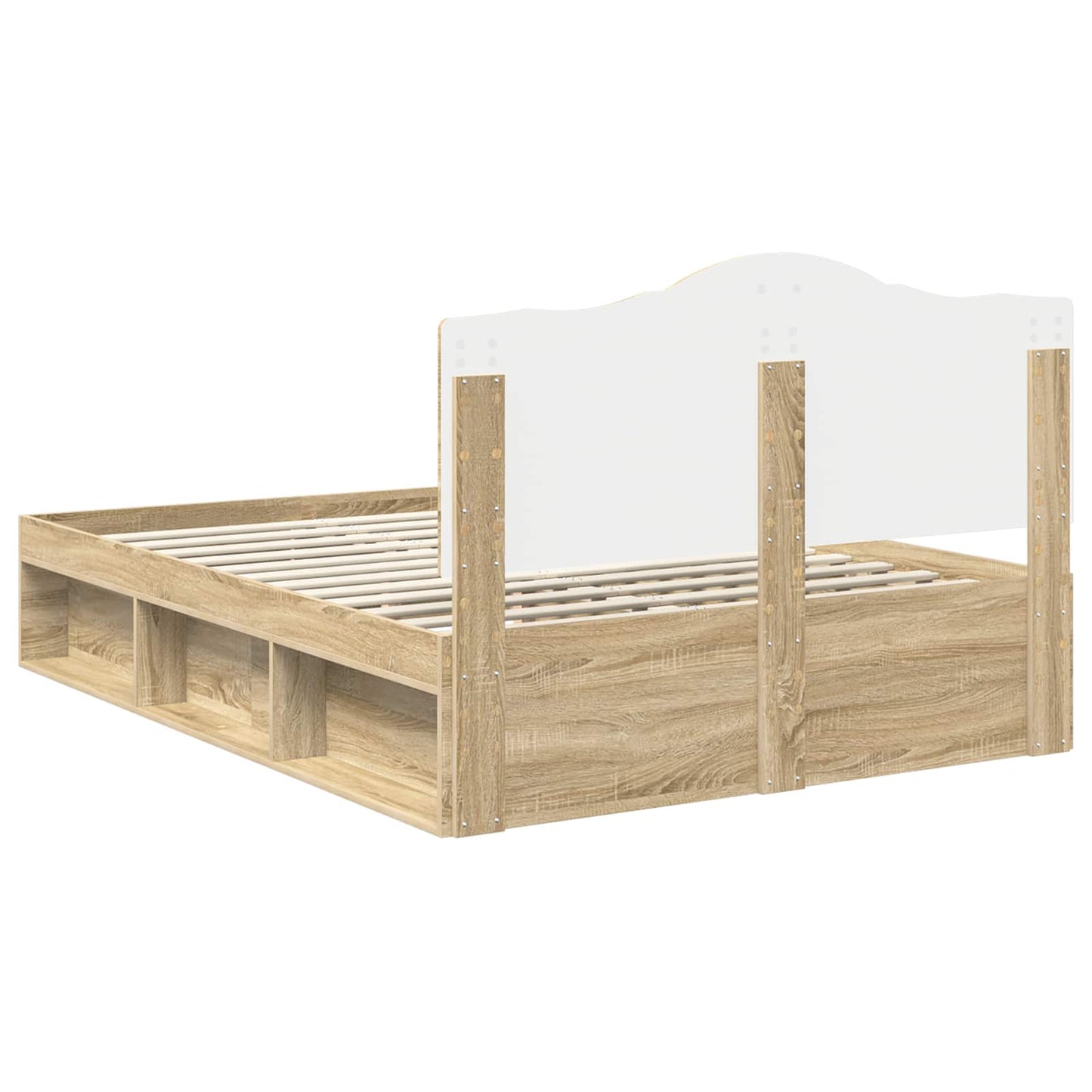 vidaXL Bed Frame with Headboard Sonoma 140 x 190 cm Solid Pine Wood