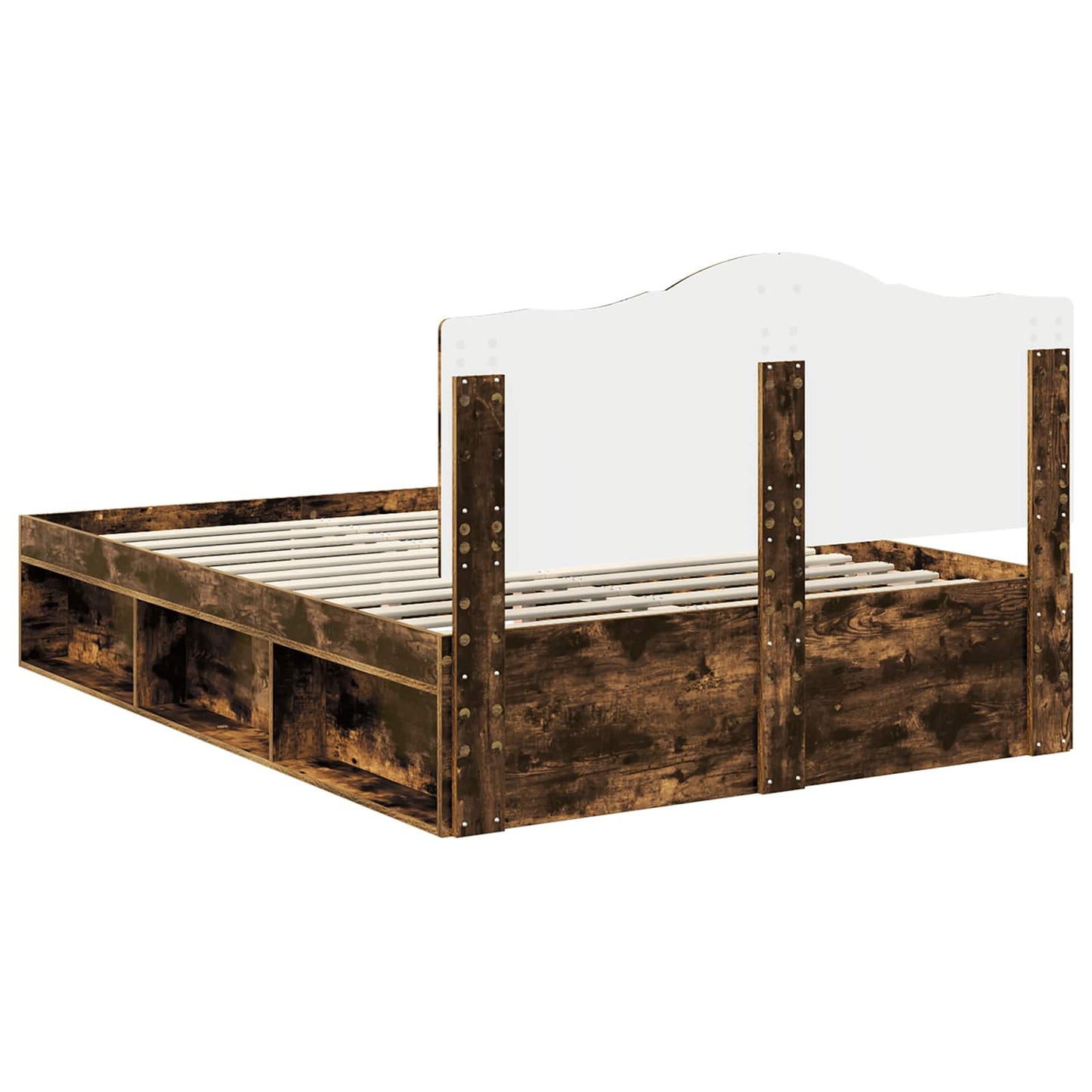 vidaXL Bed Frame Smoked Oak 140 x 190 cm Solid Pine Wood