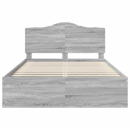 vidaXL Bed Frame Grey Sonoma 140 x 190 cm Solid Pine Wood