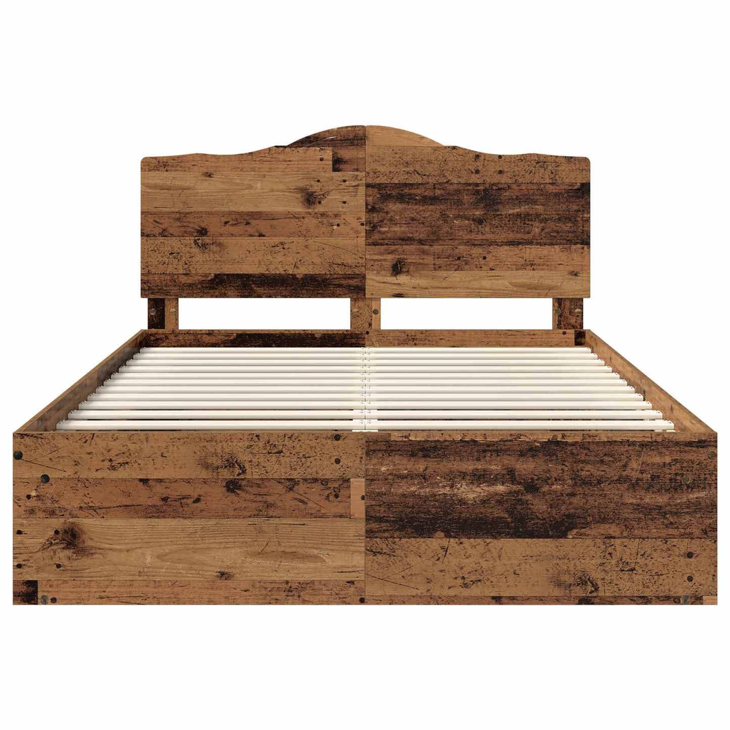 vidaXL Bed Frame with Headboard Old Wood 140 x 190 cm Solid Pine Wood