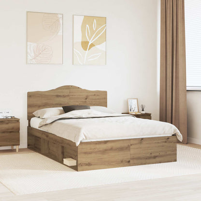 vidaXL Bed Frame Artisian Oak 140 x 190 cm Solid Pine Wood