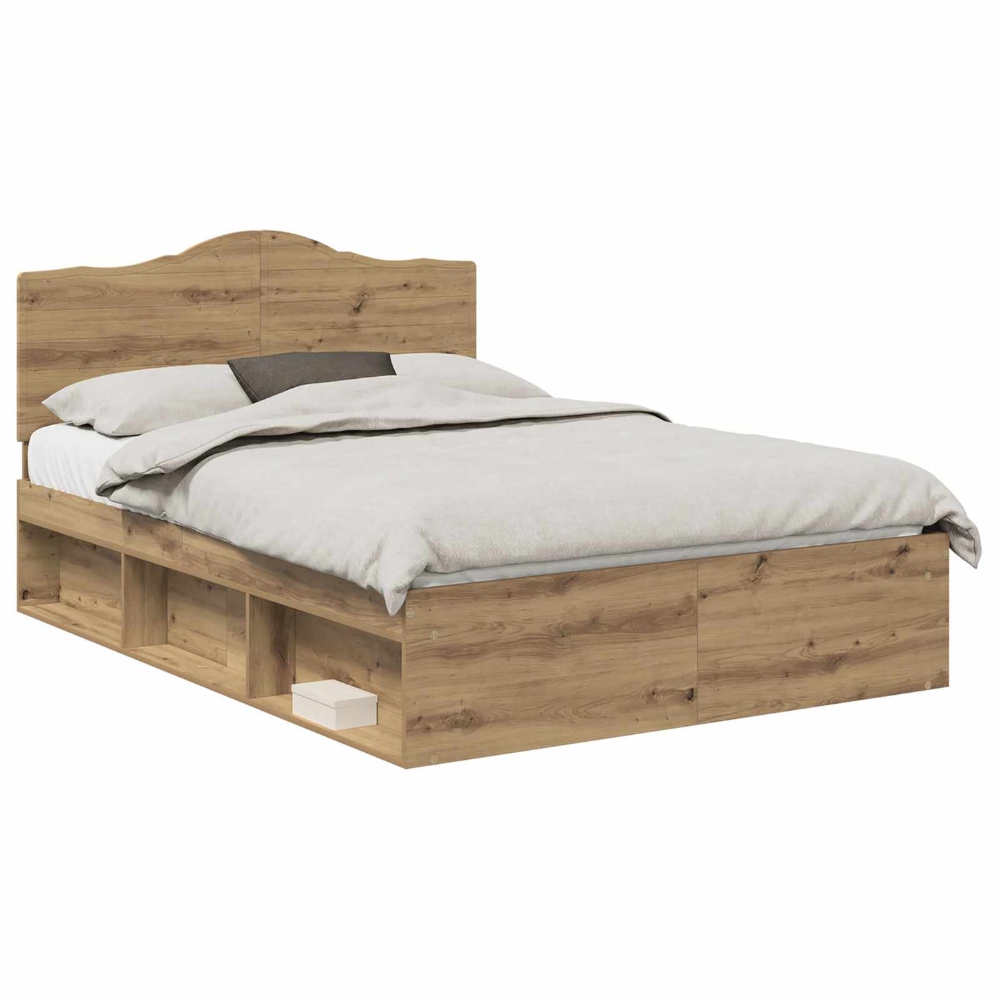 vidaXL Bed Frame Artisian Oak 140 x 190 cm Solid Pine Wood