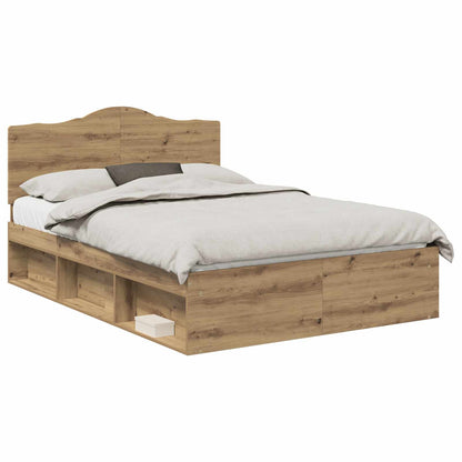 vidaXL Bed Frame Artisian Oak 140 x 190 cm Solid Pine Wood