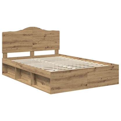 vidaXL Bed Frame Artisian Oak 140 x 190 cm Solid Pine Wood