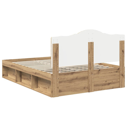 vidaXL Bed Frame Artisian Oak 140 x 190 cm Solid Pine Wood