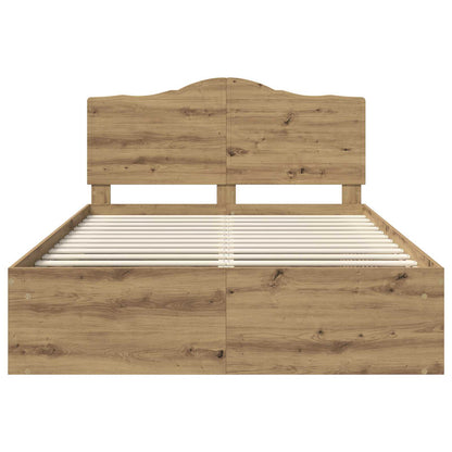 vidaXL Bed Frame Artisian Oak 140 x 190 cm Solid Pine Wood