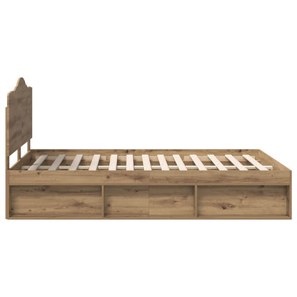 vidaXL Bed Frame Artisian Oak 140 x 190 cm Solid Pine Wood
