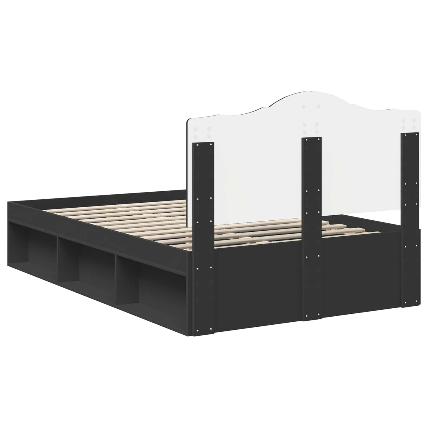 vidaXL Bed Frame with Headboard Black 135 x 190 cm Solid Pine Wood